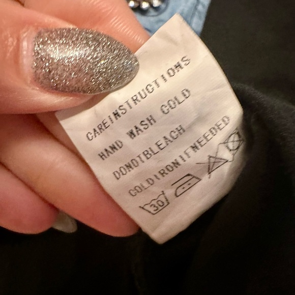 Y2K Vibes Muy Muy Denim Butterfly w/ Rhinestone Embellishments Black T Small - Picture 5 of 6